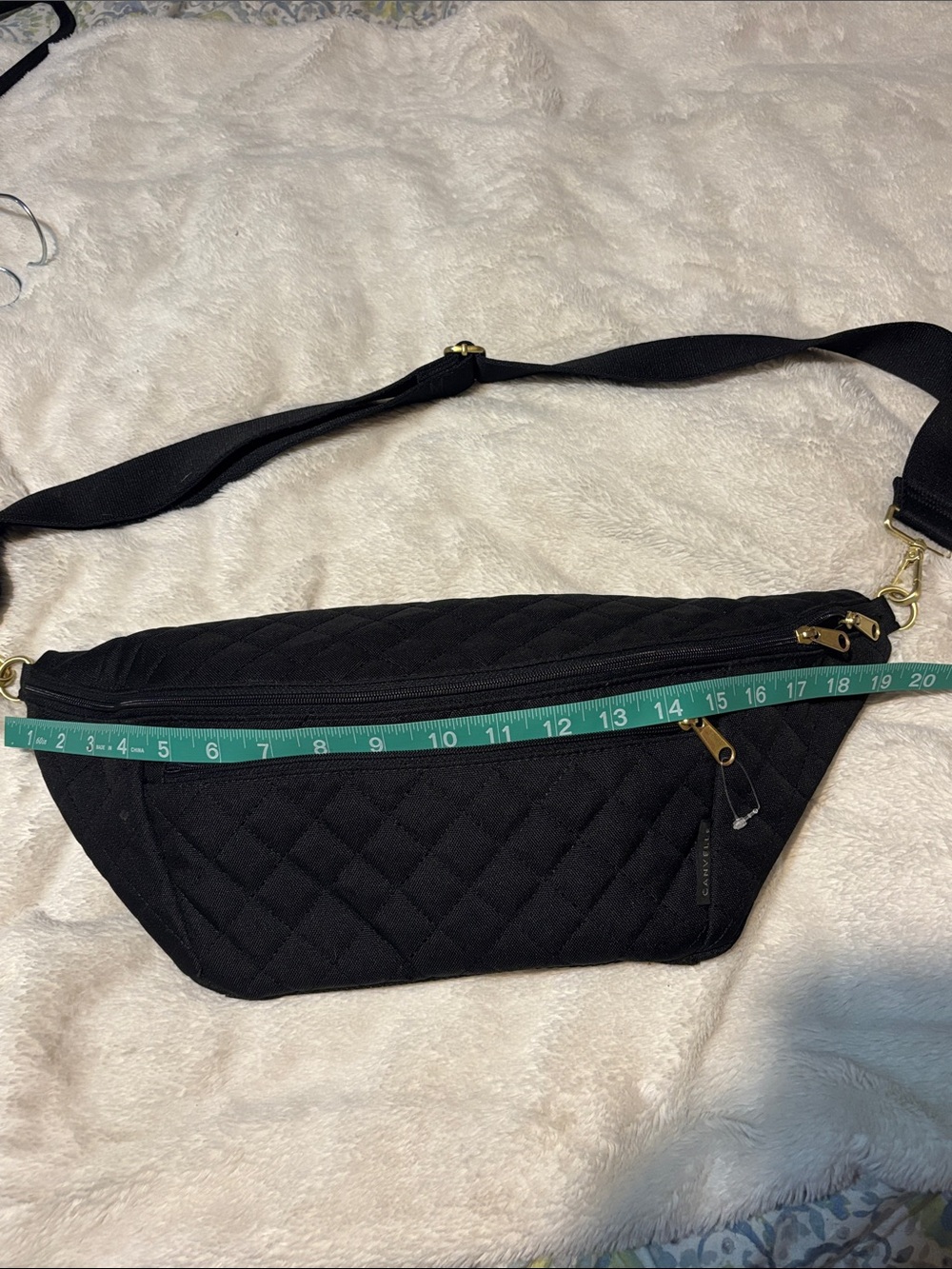 Quilted Black Women's Travel Belt Bag